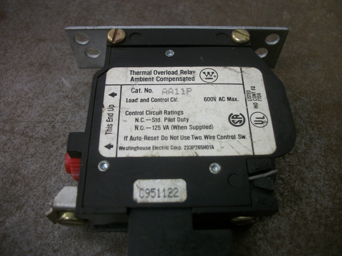 WESTINGHOUSE 1POLE THERMAL OVERLOAD RELAY FOR SIZE 1 AA11P NOB