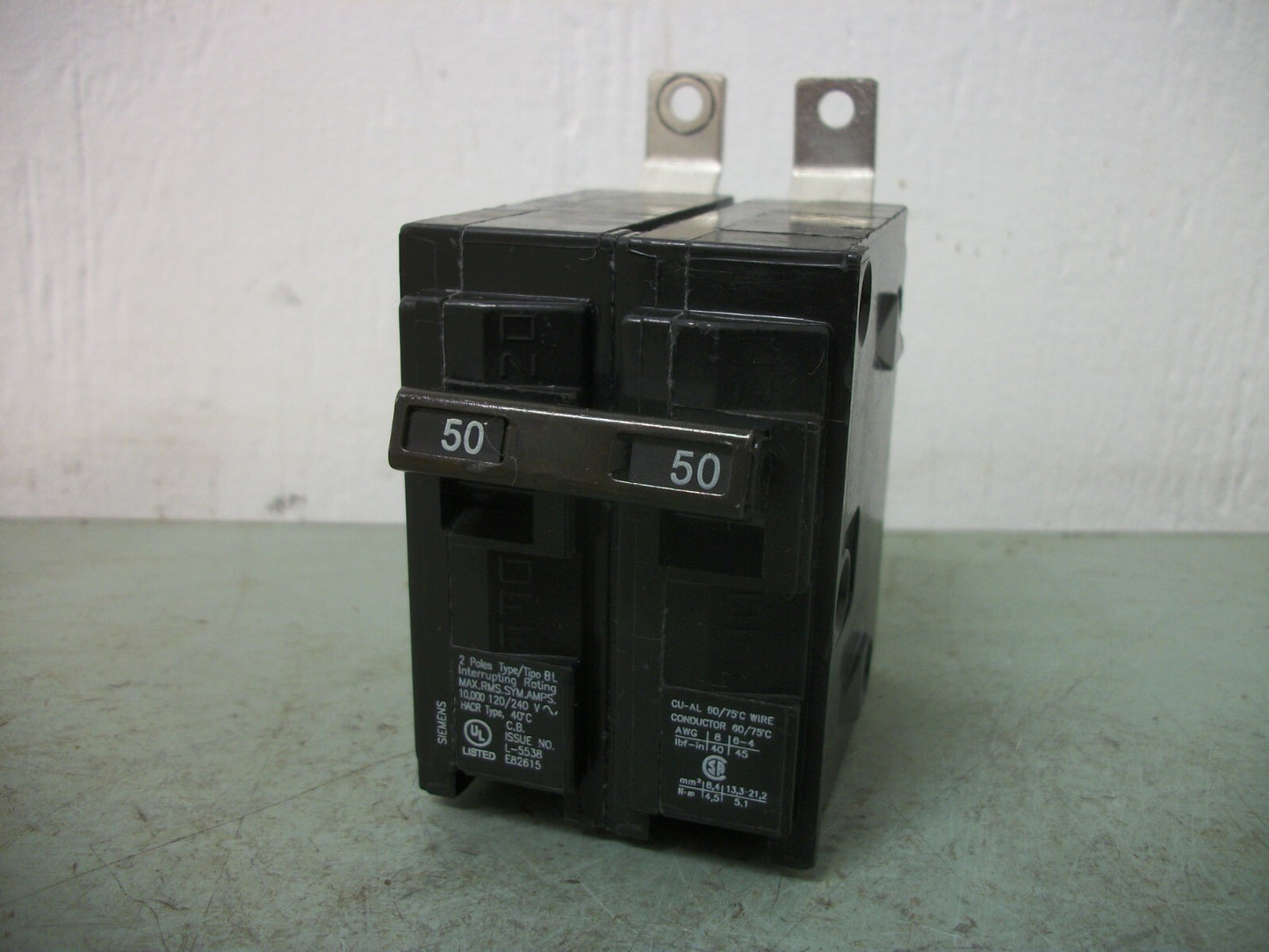 SIEMENS BL CIRCUIT BREAKER B250 50AMP 240VOLT 2POLE