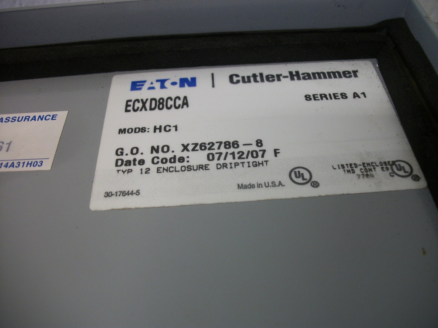 CUTLER-HAMMER ENCL CONTACTOR TYPE 12 XTCE012B10 120VCOIL 3PH 600V 10HP NOB