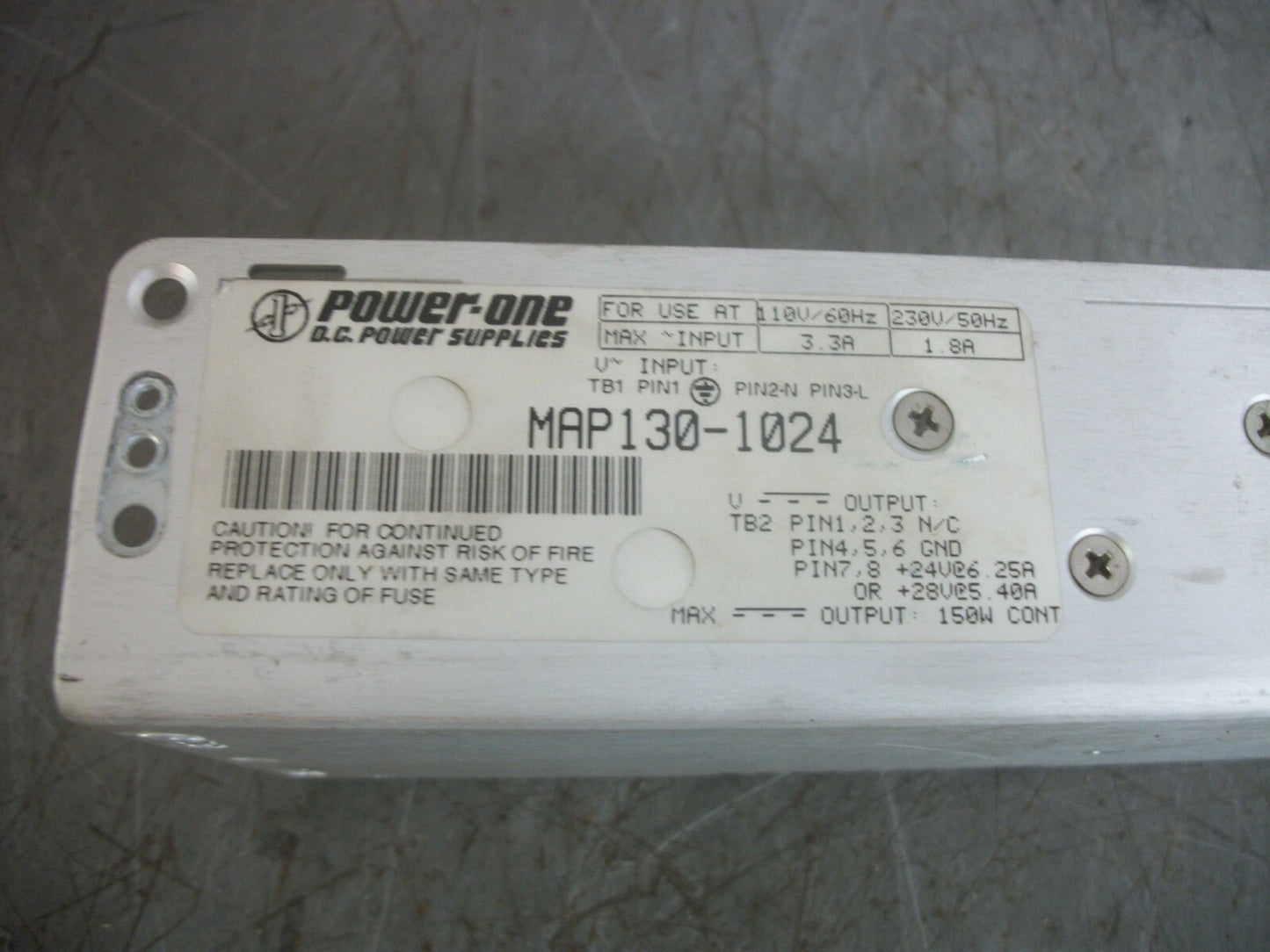 POWER-ONE DC POWER SUPPLY MAP130-1024 150WATT 28VDC 5.40AMP