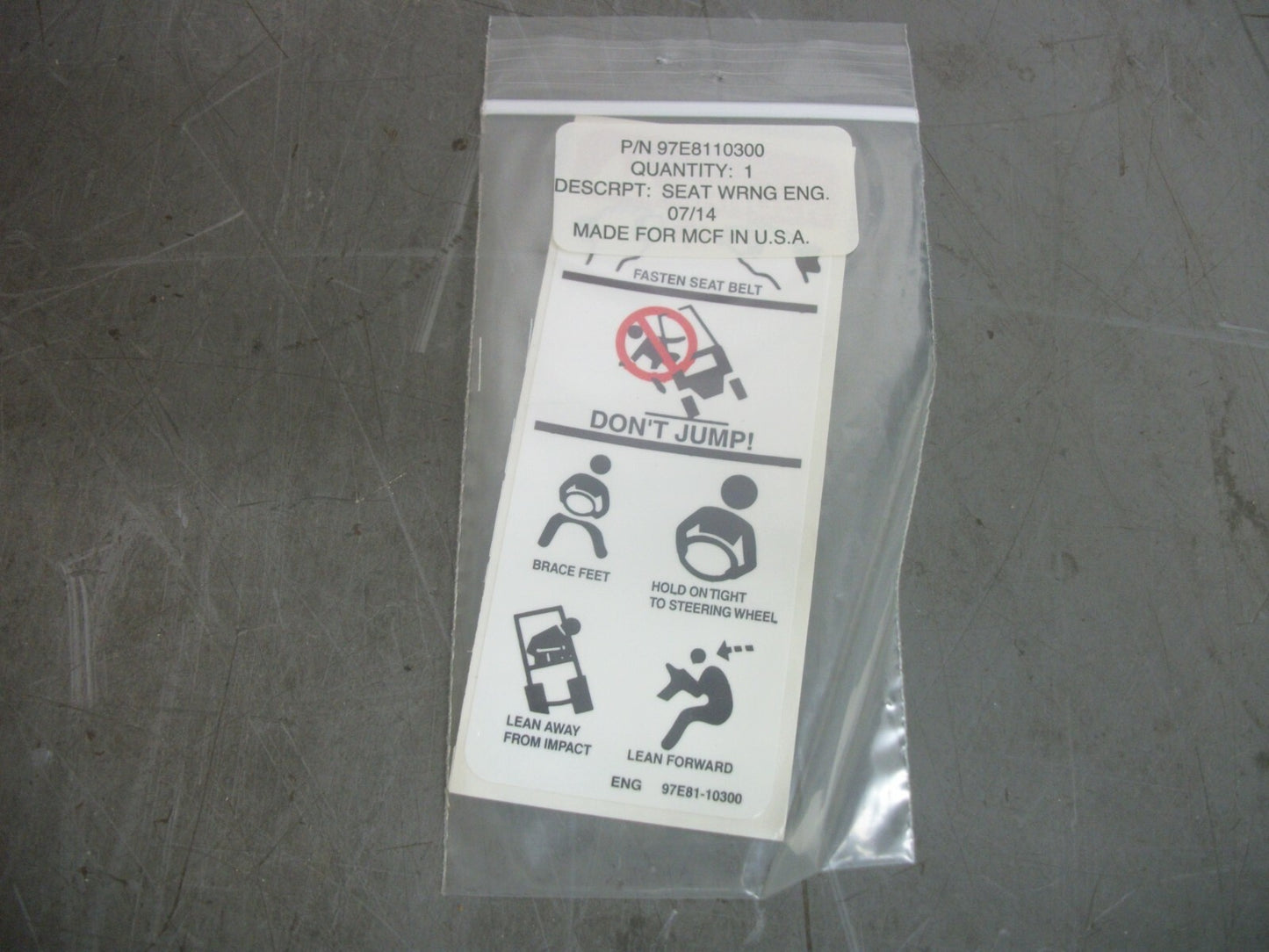 CAT WARNING DECAL 97E8110300 NEW