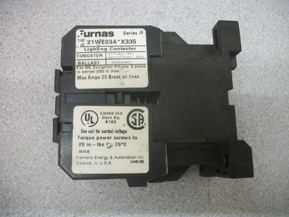 FURNAS 20AMP LIGHTING CONTACTOR 21WE03A*X335 120VCOIL