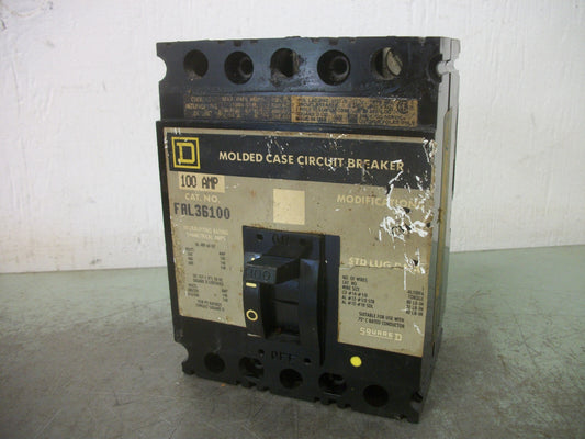 SQUARE D FAL CIRCUIT BREAKER FAL36100 100AMP 600VOLT 3POLE GRAY