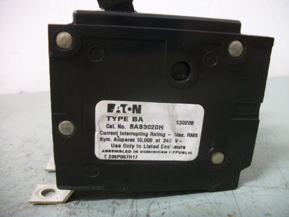 CUTLER-HAMMER BA CIRCUIT BREAKER BAB3020H 20AMP 240VOLT 3POLE NOB