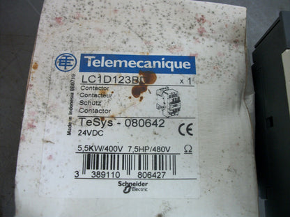 TELEMECANIQUE CONTACTOR LC1D123BD 12AMP 24VCOIL 3PH 600V 7.5HP NIB