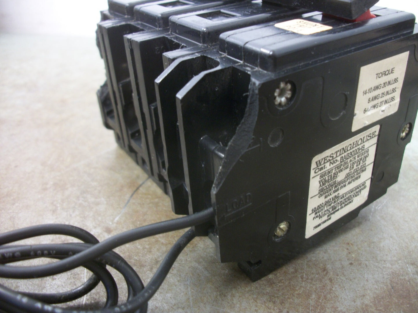 CUTLER-HAMMER BA CIRCUIT BREAKER BAB3020HS 20AMP 240VOLT 3POLE W/SHUNT CHIP NOB