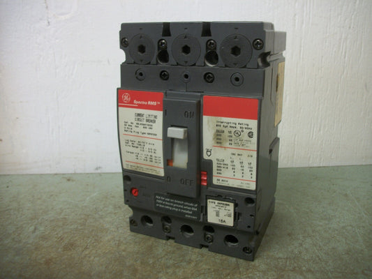 GE SPECTRA SELA CIRCUIT BREAKER SELA36AT0030 30AMP 600VOLT 3POLE W/15A TRIP