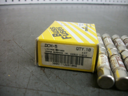 BUSSMANN BOX OF 10 LIMITRON FUSES DCM5 5AMP 600VOLT NIB