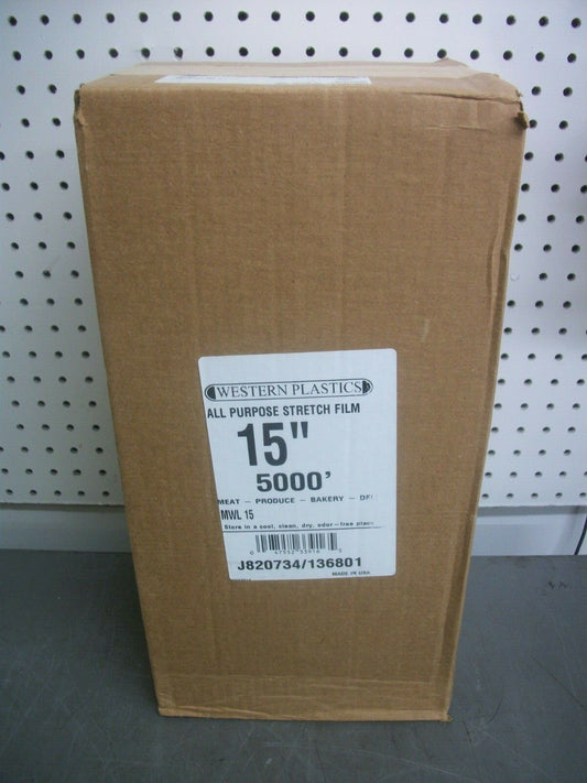 OMNIFILM WESTERN PLASTICS 15" 5000' ALL PURPOSE STRETCH WRAP FILM J820679 NIB