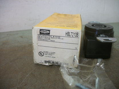 HUBBELL TWIST-LOCK SINGLE RECEPTACLE HBL7210B 20AMP 250VOLT 2P 2W NIB