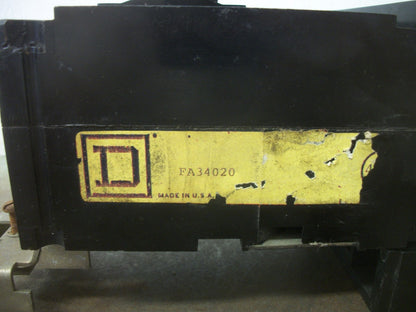 SQUARE D I-LINE FA CIRCUIT BREAKER FA34020 20AMP 480VOLT 3POLE BLACK