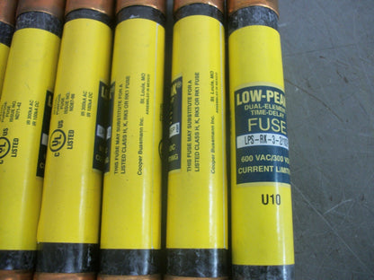 BUSSMANN LOT OF 6 LOW-PEAK FUSES LPS-RK-3-2/10SP 3-2/10AMP 600VOLT NOB