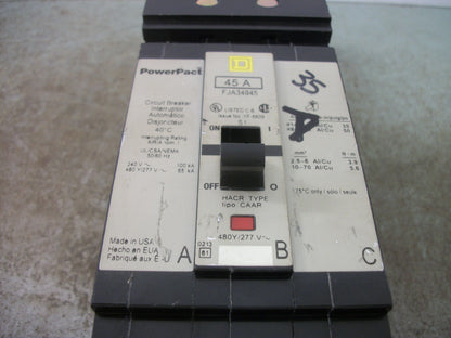 SQUARE D POWERPACT I-LINE FJA CIRCUIT BREAKER FJA34045 45AMP 480VOLT 3POLE
