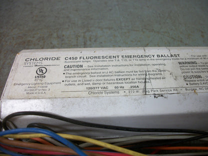 CHLORIDE SYSTEMS C450 FLUORESCENT EMERGENCY BALLAST 7106IW 120/277VOLT