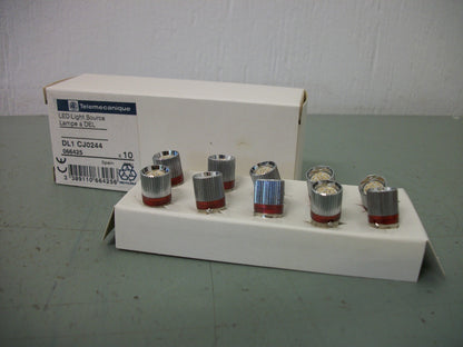 TELEMECANIQUE BOX OF 10 RED LAMPS DL1CJ0244 NIB