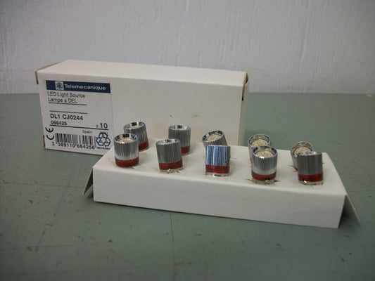 TELEMECANIQUE BOX OF 10 RED LAMPS DL1CJ0244 NIB