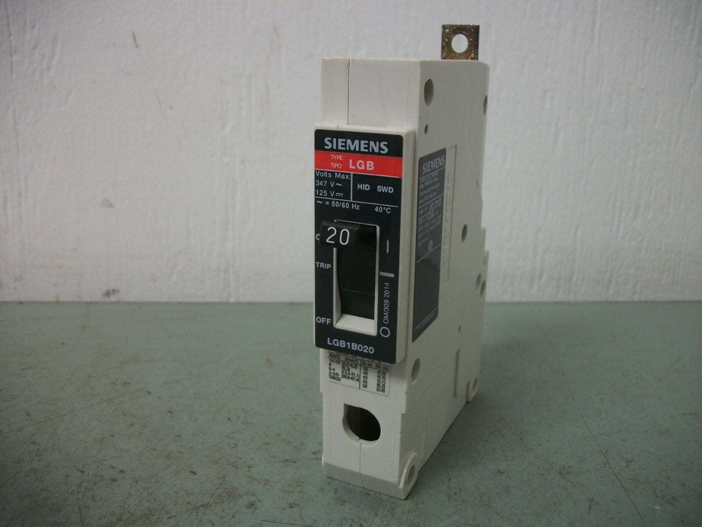 SIEMENS LGB CIRCUIT BREAKER LGB1B020 20AMP 347VOLT 1POLE