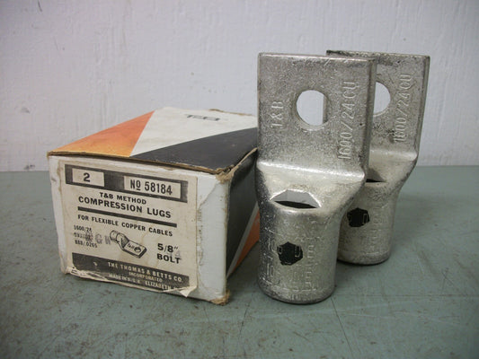 THOMAS & BETTS BOX OF 2 5/8" BOLT 1600/24 COMPRESSION LUGS 58184 NIB