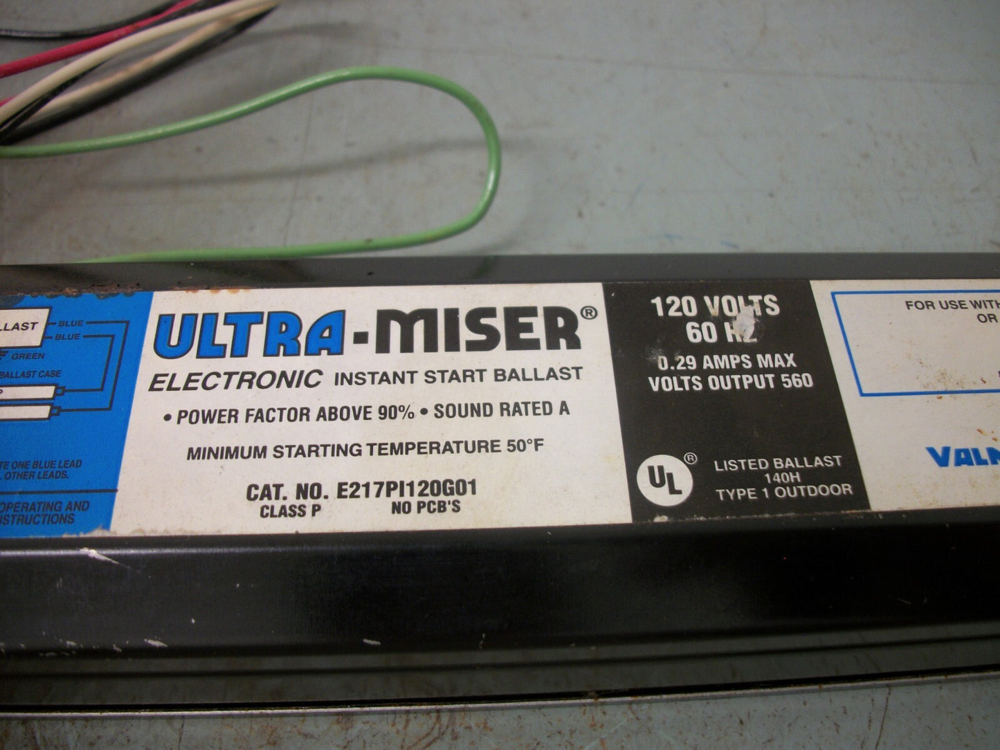 VALMONT ULTRA-MISER ELECTRONIC INSTANT START BALLAST E217PI120G01 120VOLT