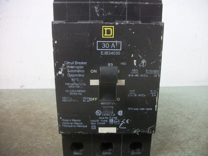 SQUARE D EJB CIRCUIT BREAKER EJB34030 30AMP 480VOLT 3POLE