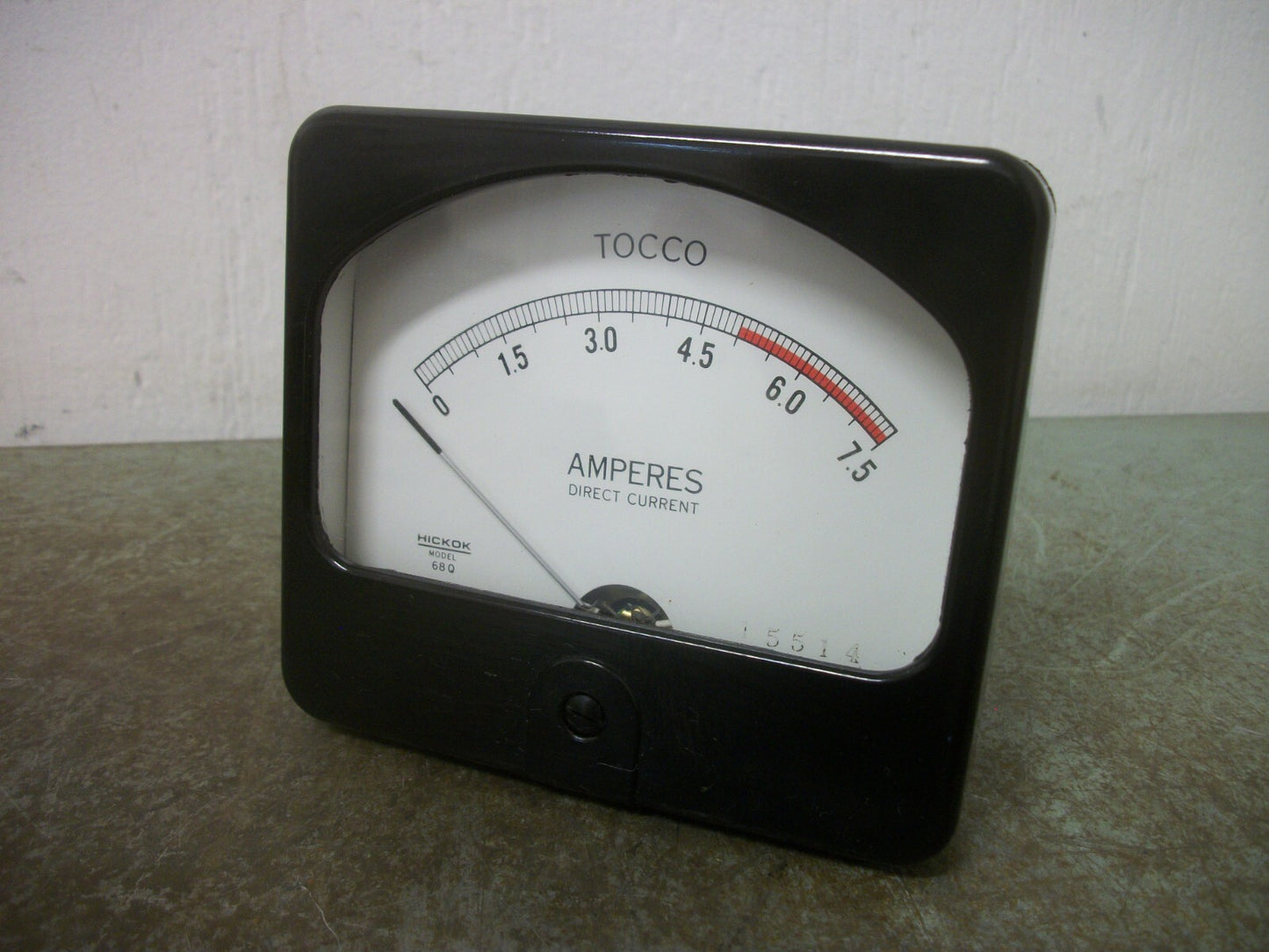 TOCCO HICKOK MODEL 68Q DC AMPERES METER 680370 0-7.5 NOB