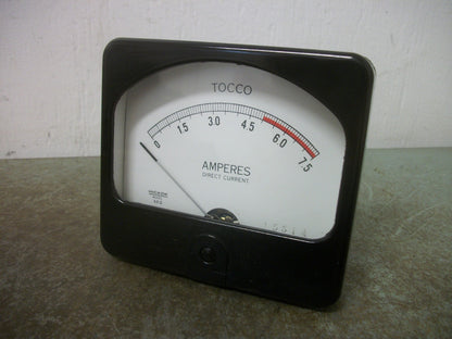TOCCO HICKOK MODEL 68Q DC AMPERES METER 680370 0-7.5 NOB