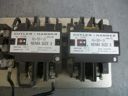 CUTLER-HAMMER SIZE 3 REV MOTOR STARTER C10EN2 90AMP 480VCOIL 1PH 230VOLT 15HP