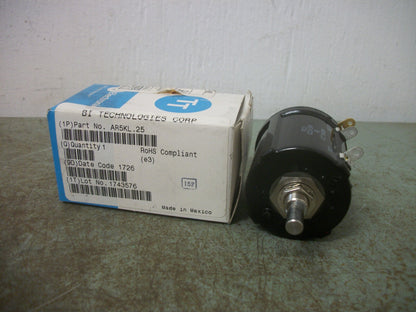 BECKMAN INDUSTRIAL VARIABLE RESISTOR POTENTIOMETER AR5KL.25 NIB