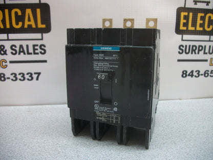 SIEMENS BQD CIRCUIT BREAKER BQD360 60AMP 480VOLT 3POLE
