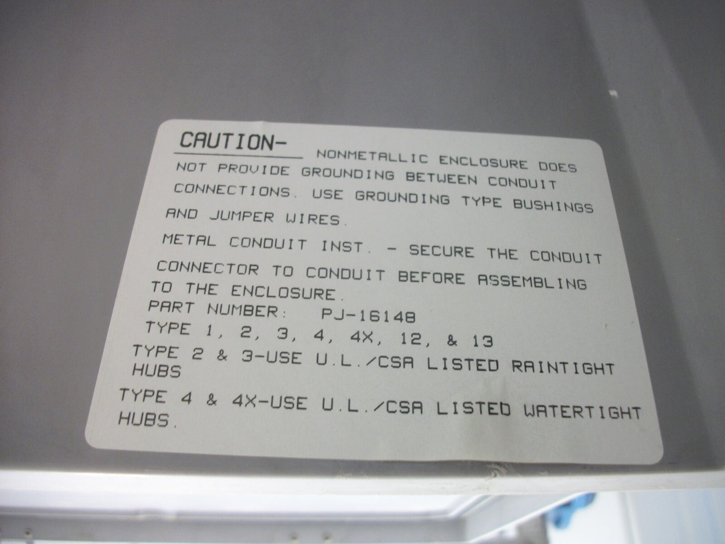 HAMMOND NON-METALLIC 16 X 14 X 8 ENCLOSURE TYPE 1,2,3,4,4X,12,13 PJ-16148 NEW