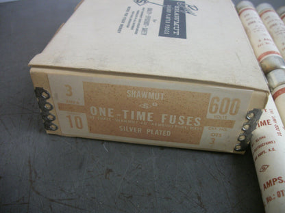 GOULD SHAWMUT BOX OF 10 ONE-TIME FUSES OTS3 3AMP 600VOLT NIB