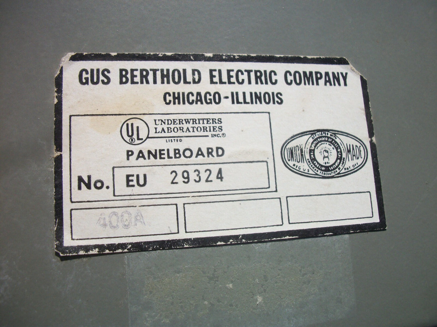 SIEMENS GUS BERTHOLD VACU-BREAK SWITCH PANELBOARD EU29324 400AMP 240VOLT 3P 3PH