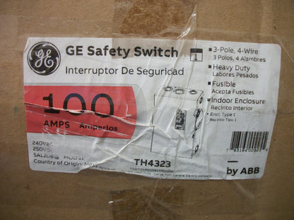 GE DISCONNECT TYPE 1 TH4323 100AMP 240VOLT 3POLE FUSIBLE NIB