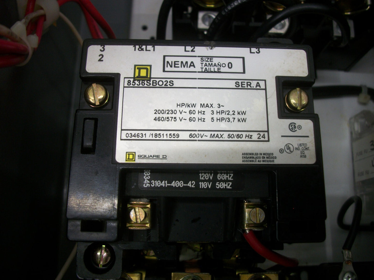 SQUARE D STARTER COMBO SIZE 0 TYPE 3R 8536SBO2S 120VCOIL 30AMP FUSIBLE