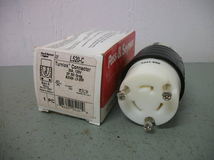 PASS & SEYMOUR TURNLOK CONNECTOR L520-C 20AMP 125VOLT 2P 3W GRND NIB