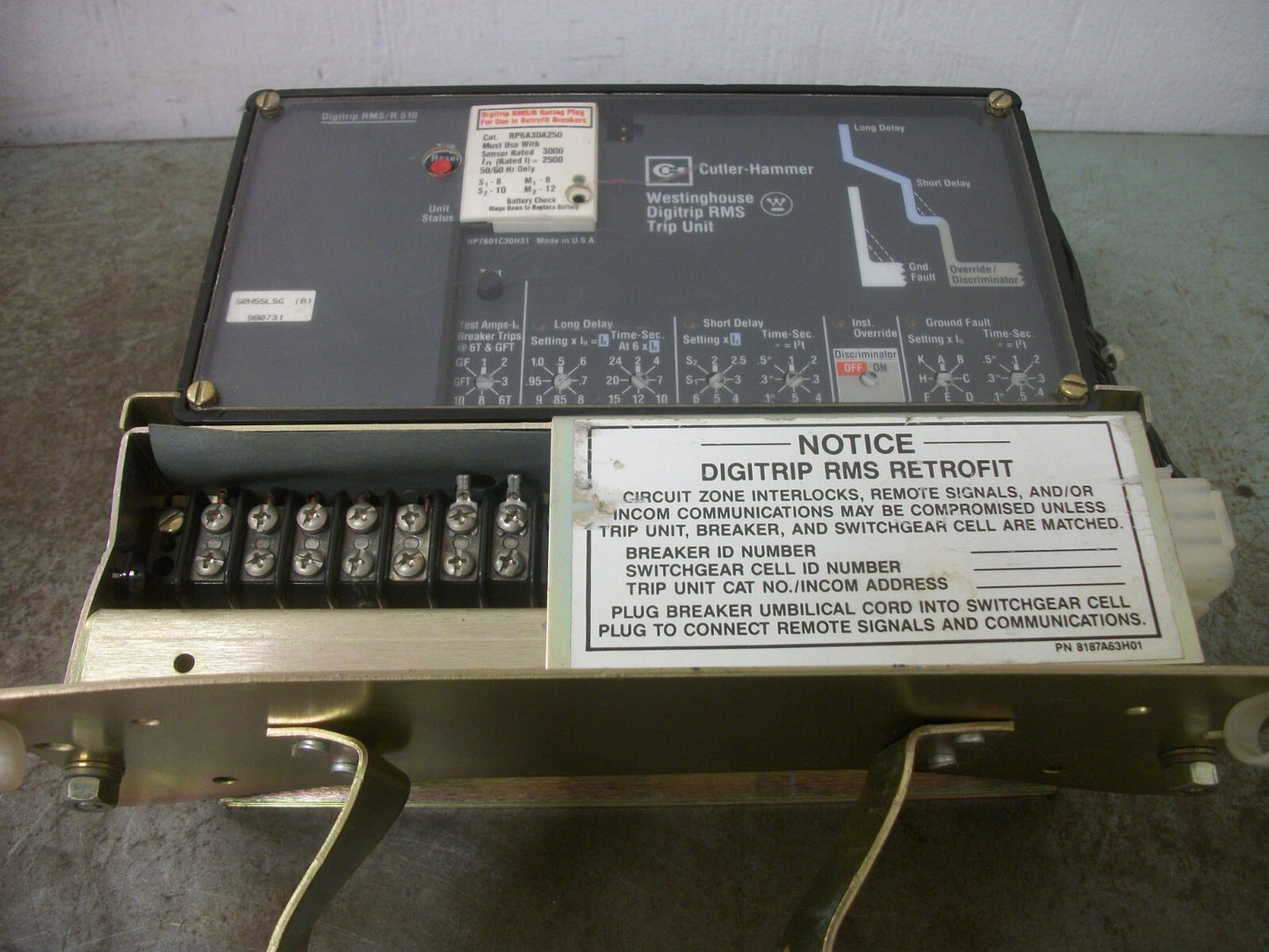 CUTLER-HAMMER DIGITRIP RMS RETROFIT RMS/R 510 TRIP UNIT SRH55LSG 2500AMP TRIP