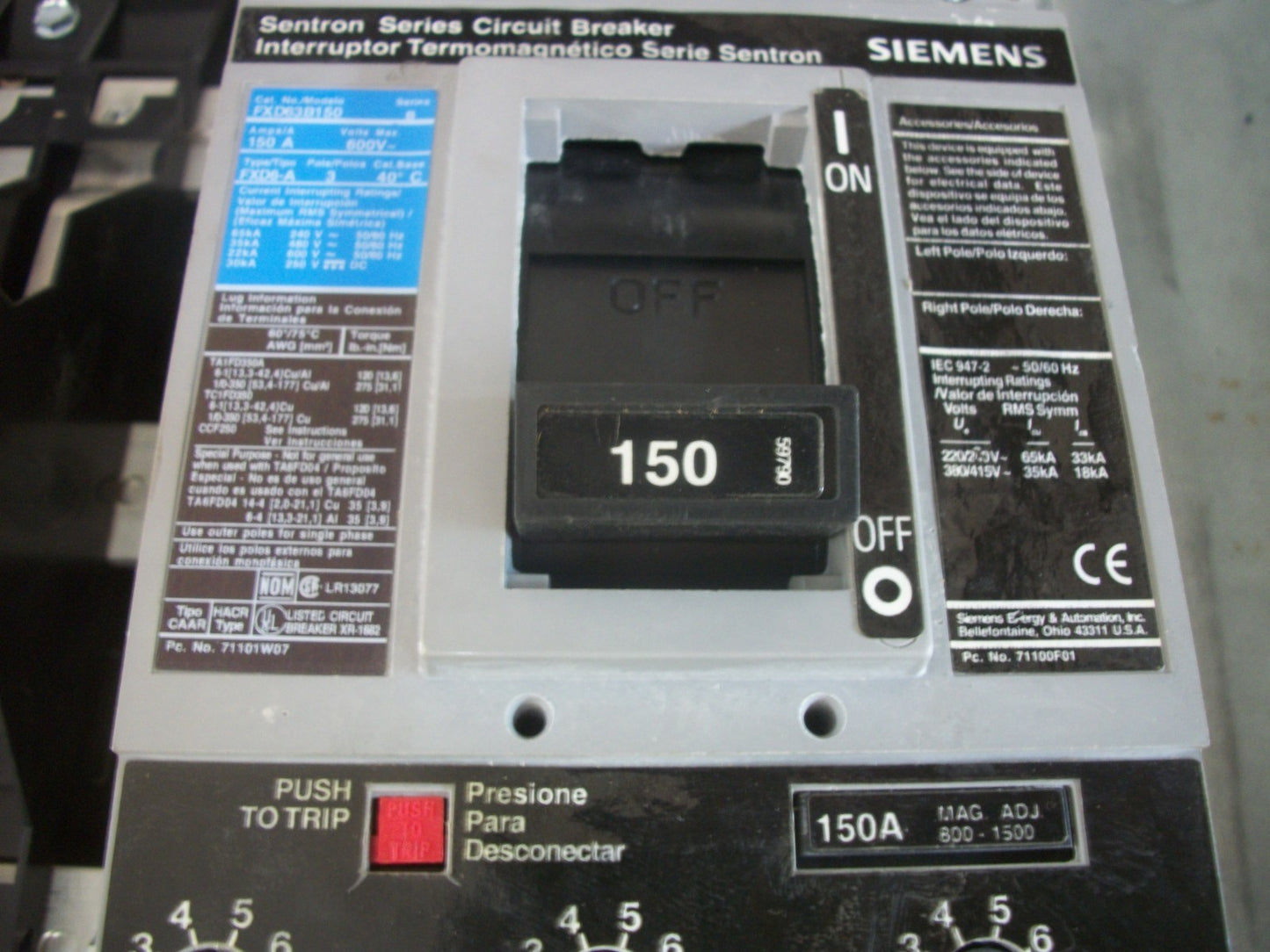 SIEMENS P1 LOAD CENTER PANELBOARD NGB 125AMP 480Y/277VOLT 3PH W/150A MAIN