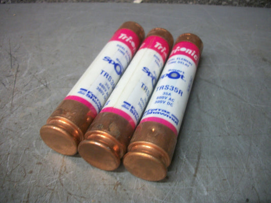 LOT OF 3 FERRAZ-SHAWMUT TRI-ONIC SMART SPOT FUSES TRS35R 35AMP 600VOLT NOB