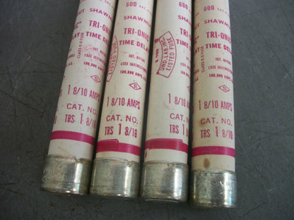 GOULD SHAWMUT LOT OF 4 TRI-ONIC FUSES TRS1-8/10 1-8/10AMP 600VOLT NOB
