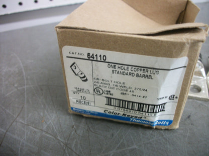 THOMAS & BETTS BOX OF 4 1-HOLE 3/8" BOLT HOLE 2/0 COPPER LUGS 54110 NIB