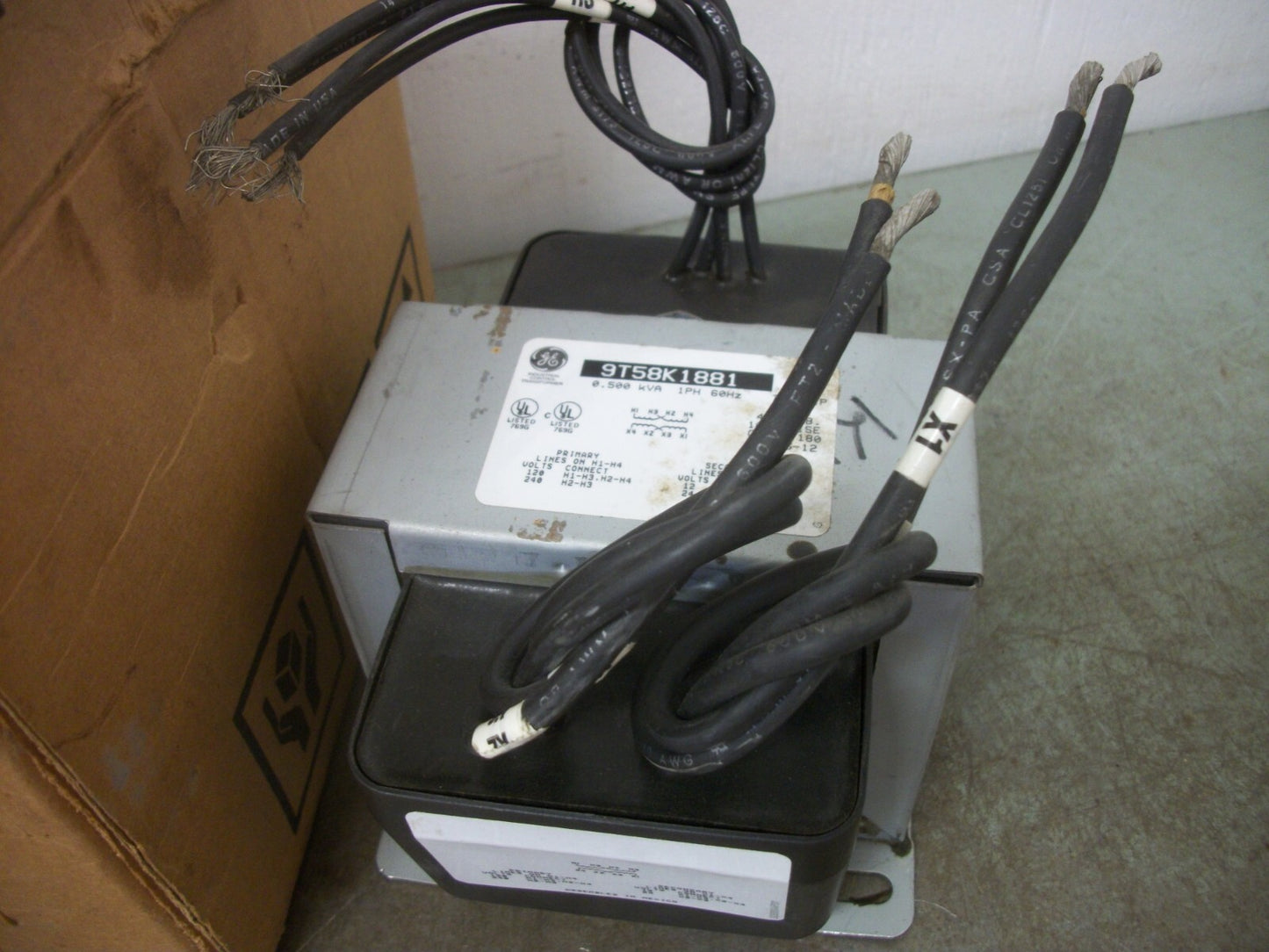 GE 0.500KVA 1PH CORE & COIL TRANSFORMER 9T58K1881 HV 120X240 LV 12/24 NIB