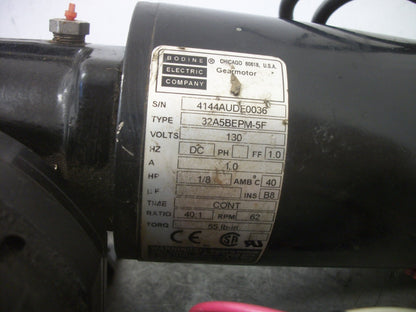 BODINE 1/8HP 40:1 RATIO DC GEARMOTOR 32A5BEPM-5F 130VDC 62RPM