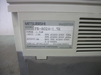 MITSUBISHI FREQROL-A024 1.5KW INVERTER DRIVE FR-A024-1.5K 230VOLT 3PH