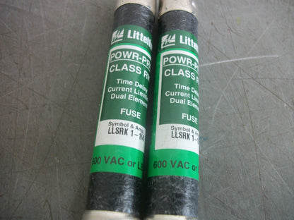 LITTELFUSE LOT OF 2 POWR-GARD FUSES LLSRK1-1/4 1-1/4AMP 600VOLT NOB