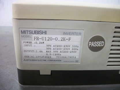 MITSUBISHI FREQROL-U100 0.2KW INVERTER DRIVE FR-U120-0.2K-F 230VOLT 3PH 1.4AMP