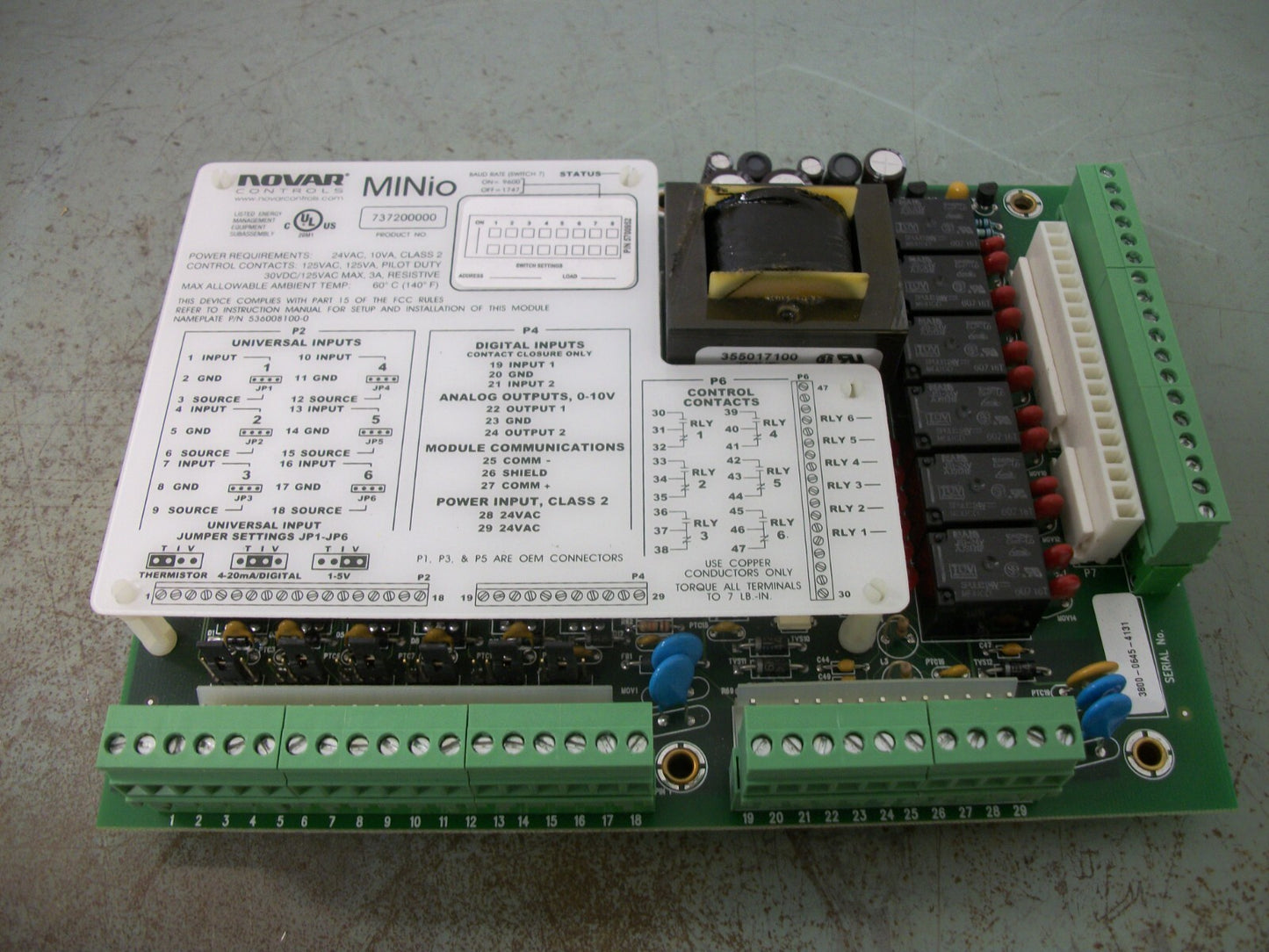 NOVAR CONTROLS MINIO I/O CONTROL BOARD 737200000