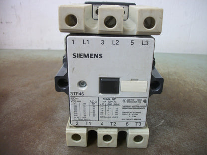 SIEMENS CONTACTOR 3TF4622-OAK6 80AMP 120VCOIL 3PH 600V 50HP