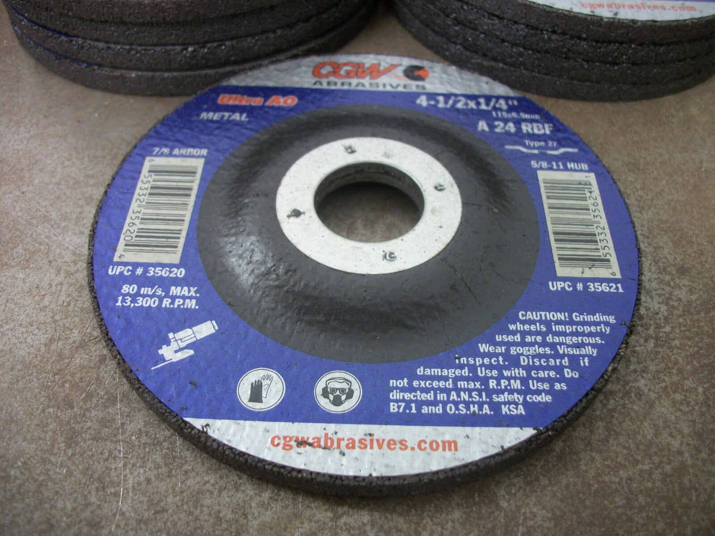 CGW ABRASIVES LOT OF 9 ULTRA AO METAL 4-1/2X1/4" TYPE 27 GRINDING DISCS A24RBF