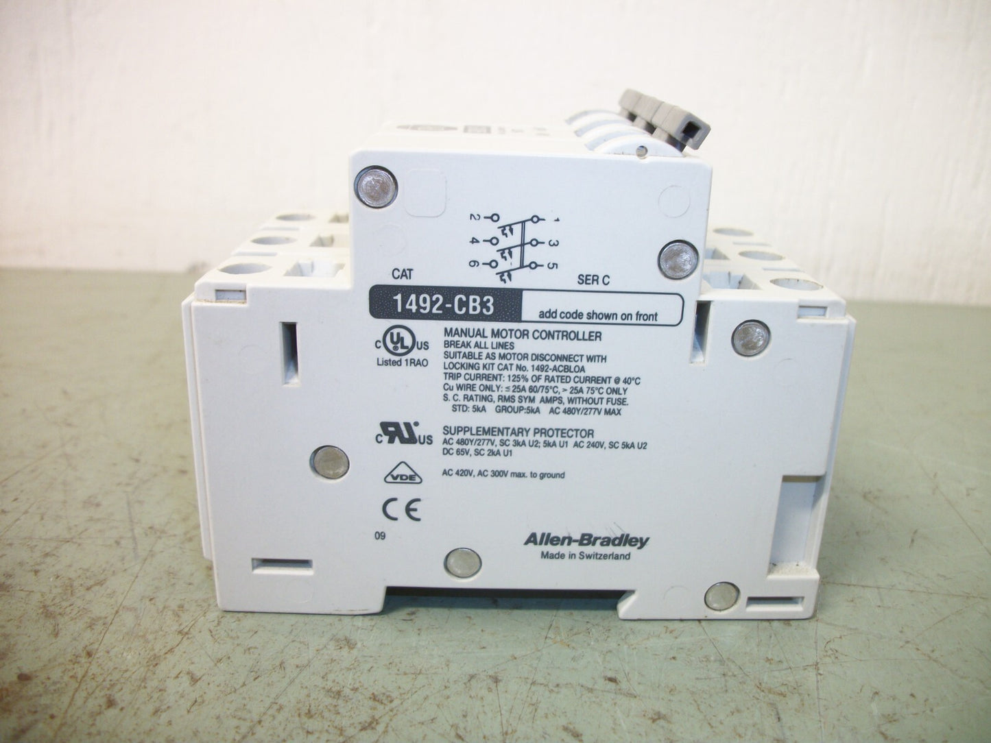 ALLEN-BRADLEY MOTOR CIRCUIT BREAKER 1492-CB3G005 0.5AMP 480VOLT 3POLE