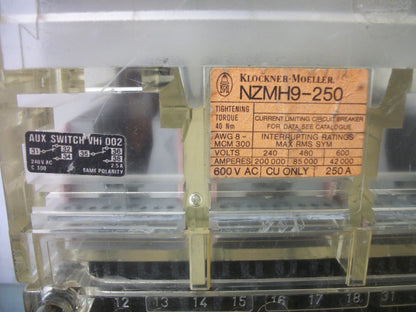 KLOCKNER-MOELLER NZMH9-250 CIRCUIT BREAKER ZM9A-200-NA 200AMP 600VOLT 3POLE